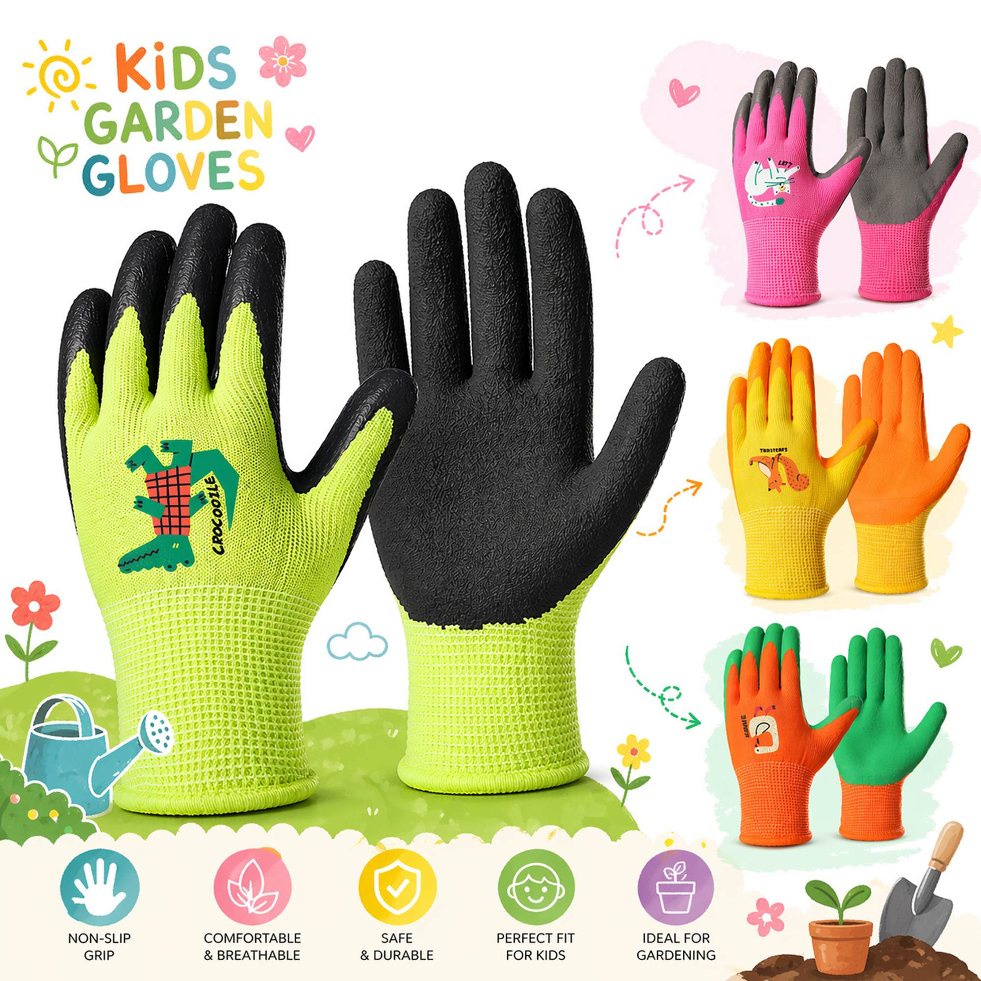 4 Pairs Kids Gardening Gloves  - Gardening Tools For Beginners ulasan dan harga
