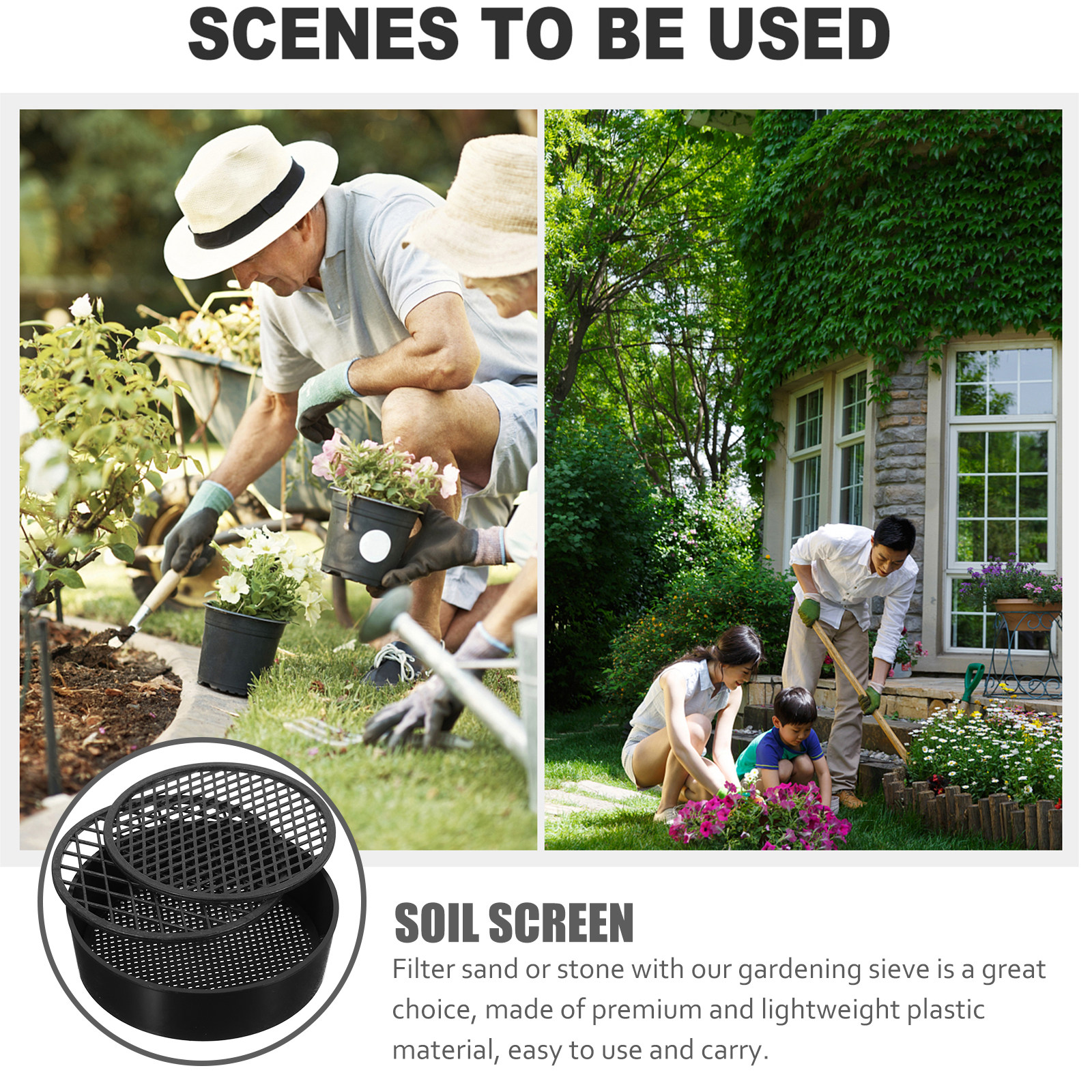 3Sets Manual Soil Sieve Plasti - Garden Sieve Soil ulasan dan harga