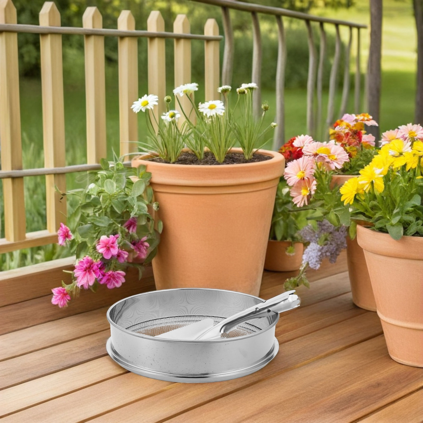 1Set Stainless Steel Round Gar - Garden Sieve Soil ulasan dan harga