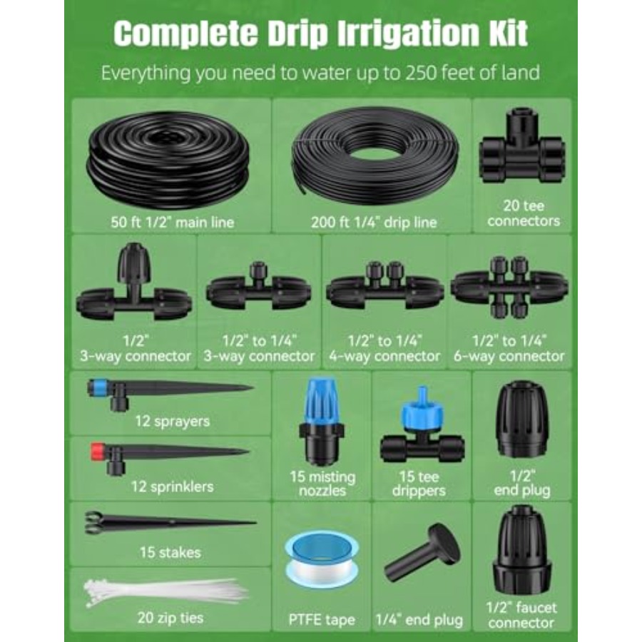 Pawfly 250 ft Drip Irrigation  - Drip Irrigation Kit ulasan dan harga