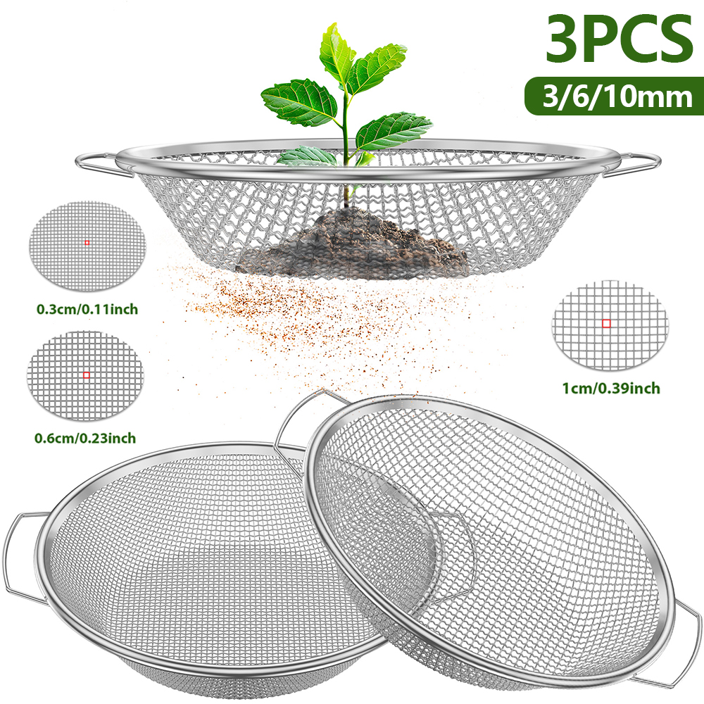 3Pcs Gardening Soil Sifter 3/6 - Garden Sieve Soil ulasan dan harga