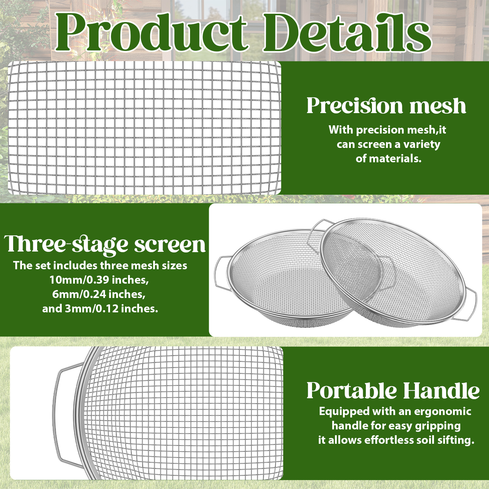 3Pcs Gardening Soil Sifter 3/6 - Garden Sieve Soil ulasan dan harga
